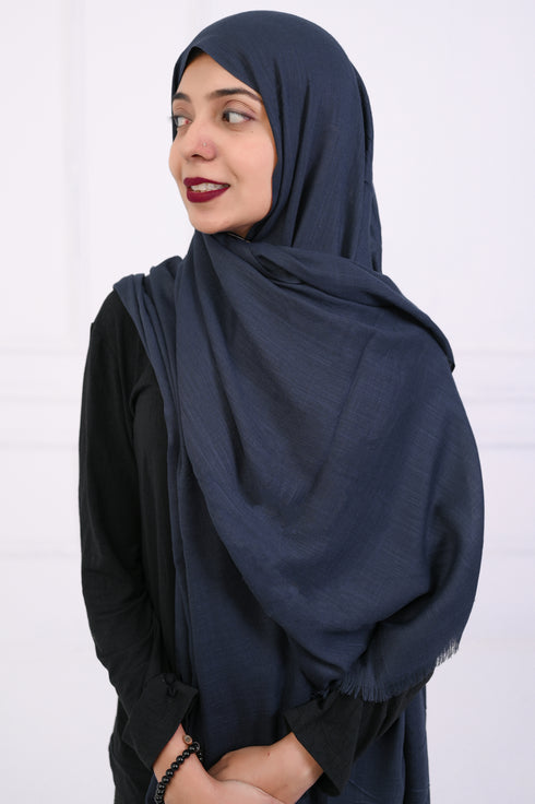 Turkish Lawn Hijab- Jumbo Size - Navy