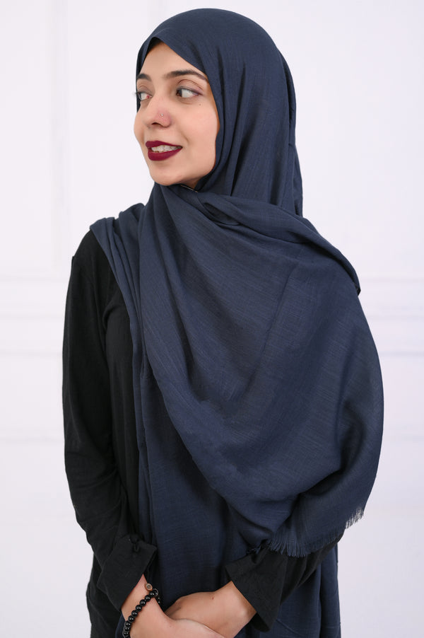 Turkish Lawn Hijab- Jumbo Size - Navy