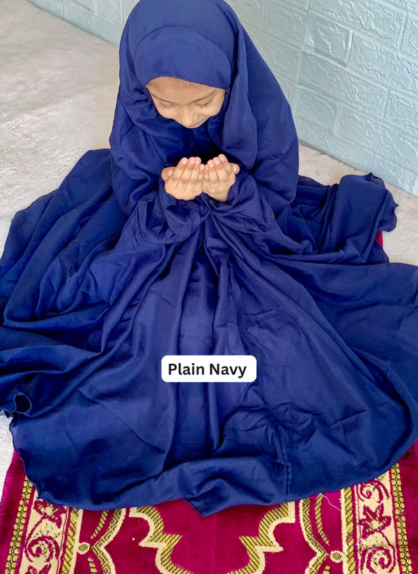 Kids Namaz Chaddar --Medium-- (For 3 Till 8 Year Old Kid) -- Plain Navy
