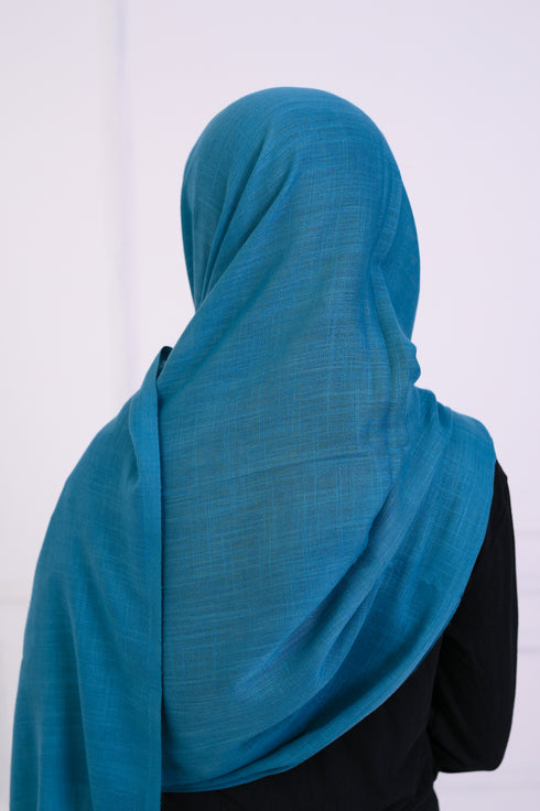 Turkish Lawn Hijab- Jumbo Size - Teal Blue