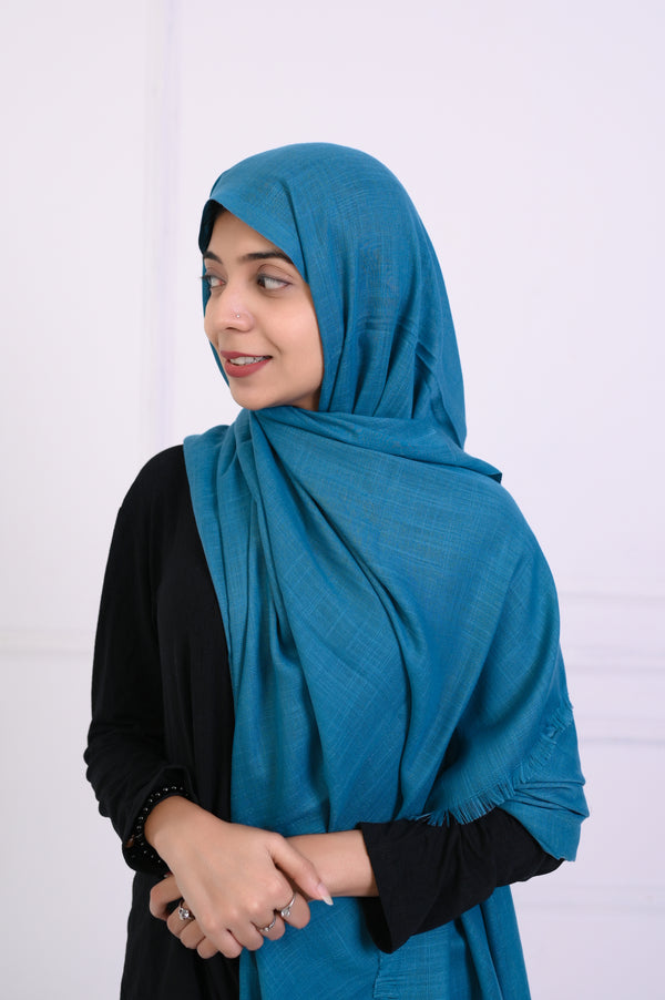 Turkish Lawn Hijab- Jumbo Size - Teal Blue