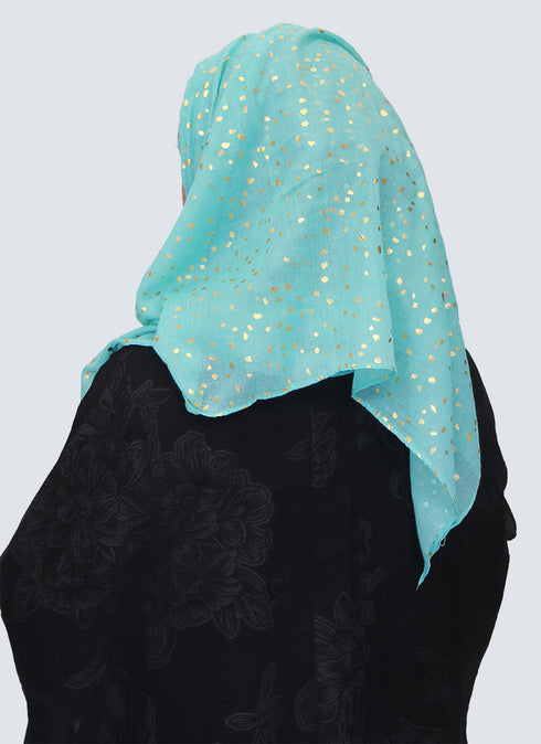 Lawn Hijabs With Golden Dotted Embossed Design -Daisy Green