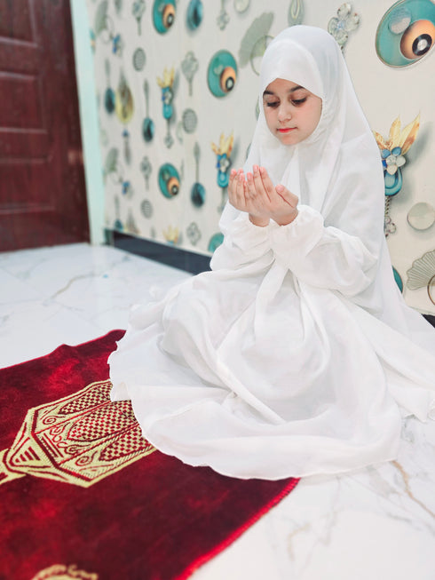 Kids Namaz Chadar -Large- (For 9 Till 13 Year Old Kid) -- Plain White