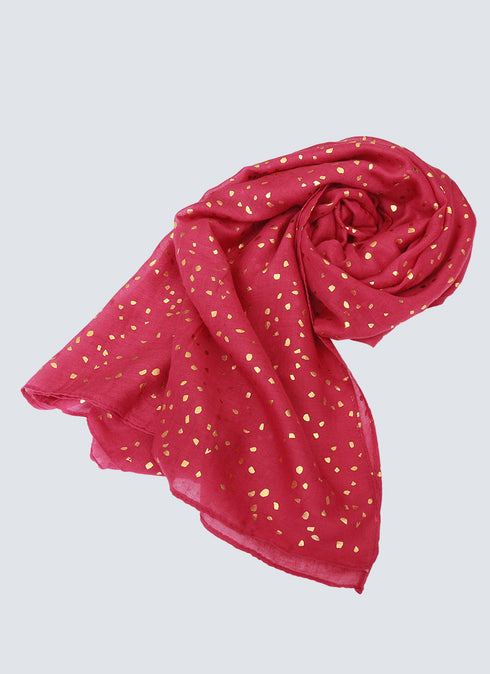 Lawn Hijabs With Golden Dotted Embossed Design -Pink
