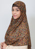 Double Loop Hijab Without Niqab--Printed Brown Floral