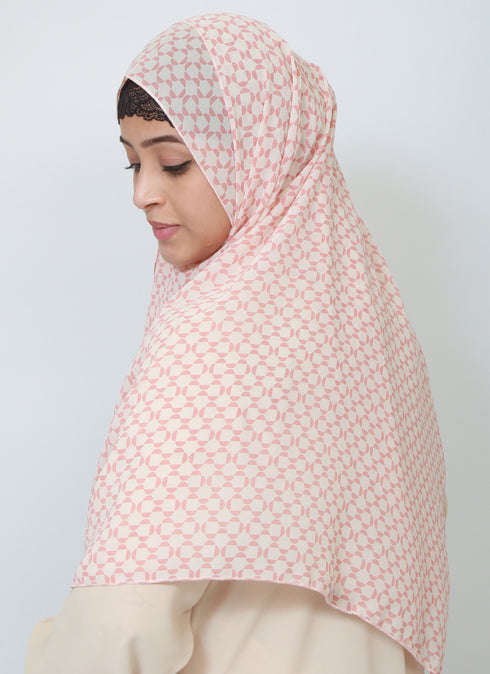 Double Loop Hijab Without Niqab--Printed Carrot Floral