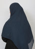 Double Loop Hijab Without Niqab--Printed Navy Blue Dotted