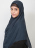 Double Loop Hijab Without Niqab--Printed Navy Blue Dotted