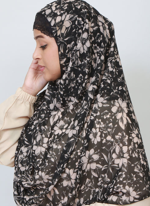 Double Loop Hijab Without Niqab--Printed Lotus