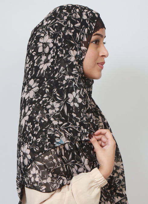 Double Loop Hijab Without Niqab--Printed Lotus