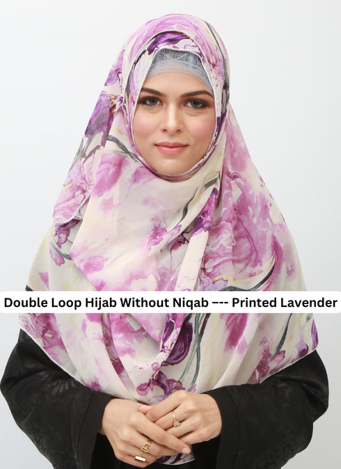 Double Loop Hijab Without Niqab--Printed Lavender