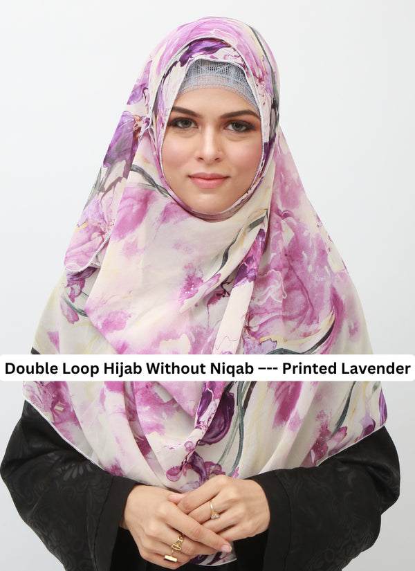 Double Loop Hijab Without Niqab--Printed Lavender
