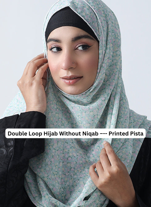Double Loop Hijab Without Niqab--Printed Pista