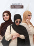 Pack Of "3" Malaysian Hijab With Built In Inlay Cap