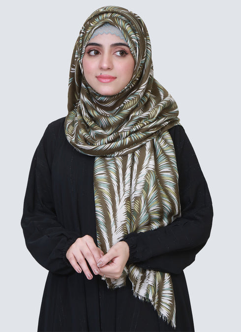 Lawn Feather Printed Design-- Green