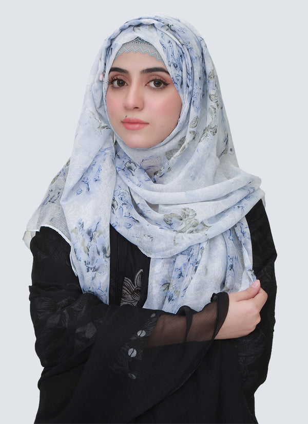 Lawn Marble Flowered Print Design - Blue