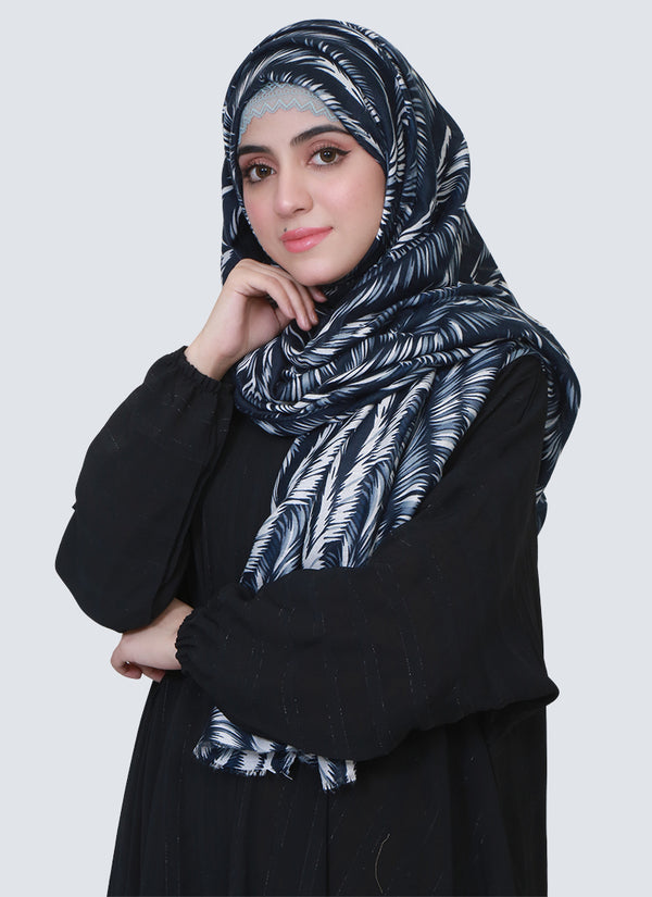 Lawn Feather Printed Design-- Navy