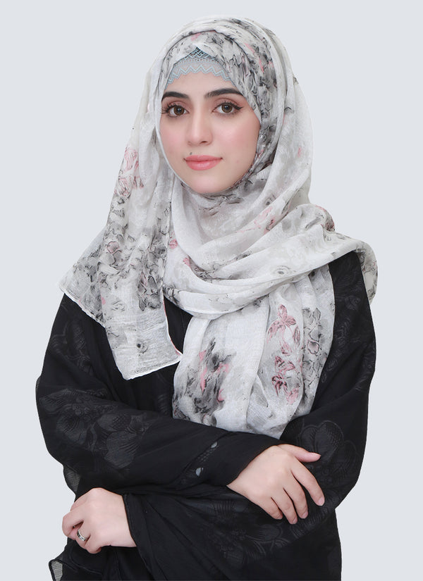 Lawn Marble Flowered Print Design - Grey