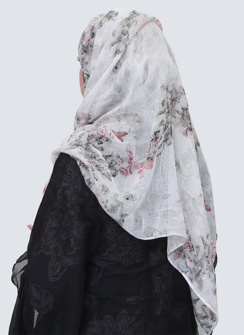 Lawn Marble Flowered Print Design - Grey