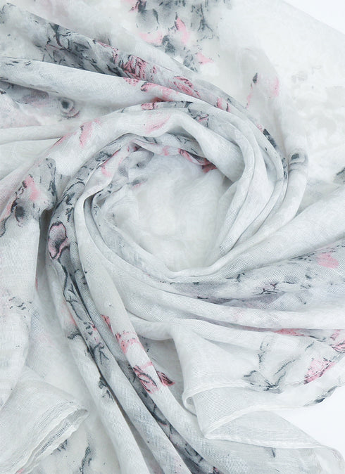 Lawn Marble Flowered Print Design - Grey