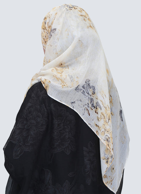 Lawn Marble Flowered Print Design - Lemon