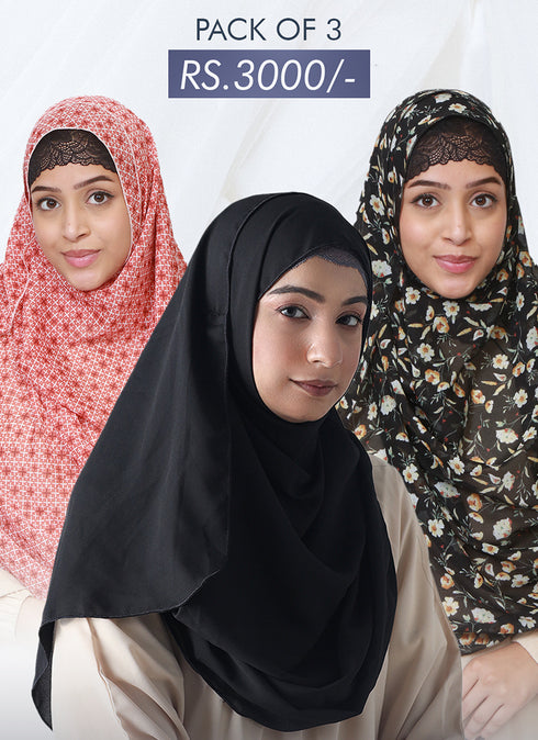 Pack Of "3" Double Loop Hijab Without Niqab