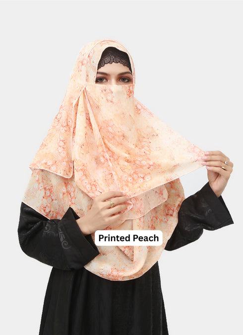 SALE OFFER --- Pack Of 3 Printed Double Loop Hijab With Attached Niqab