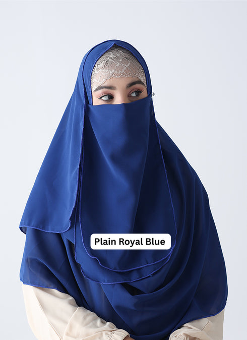 SALE OFFER --- Pack Of 3 Printed Double Loop Hijab With Attached Niqab