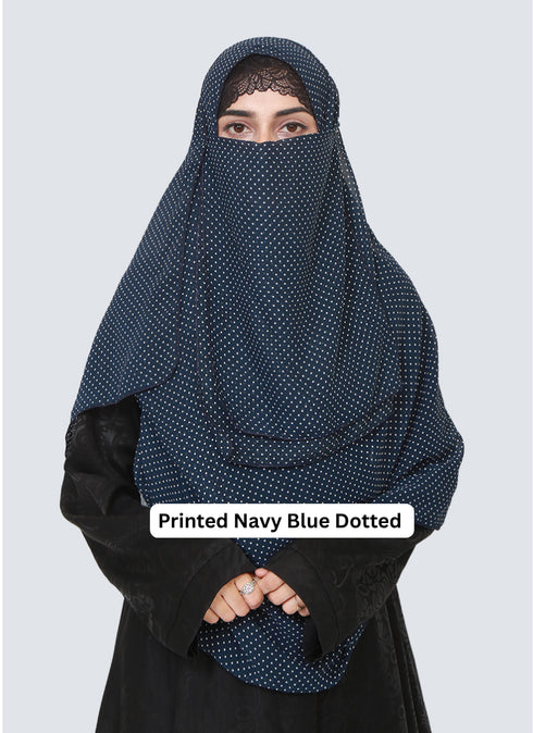 SALE OFFER --- Pack Of 3 Printed Double Loop Hijab With Attached Niqab