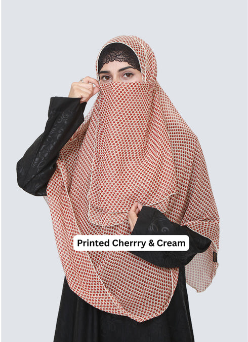 SALE OFFER --- Pack Of 3 Printed Double Loop Hijab With Attached Niqab