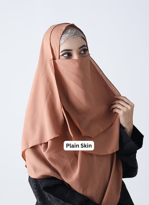 SALE OFFER --- Pack Of 3 Printed Double Loop Hijab With Attached Niqab