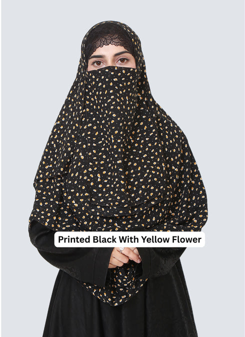 SALE OFFER --- Pack Of 3 Printed Double Loop Hijab With Attached Niqab