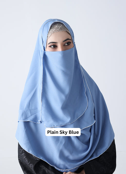 SALE OFFER --- Pack Of 2 Printed Double Loop Hijab With Attached Niqab