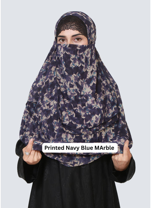 SALE OFFER --- Pack Of 3 Printed Double Loop Hijab With Attached Niqab