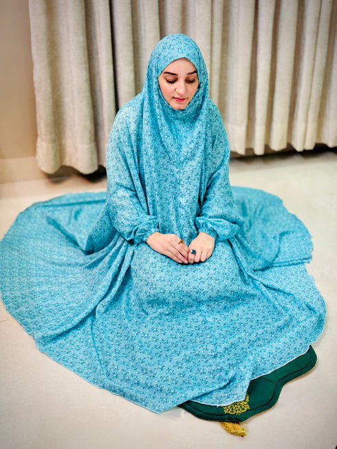 Adult Namaz Chaddar - Printed Blue