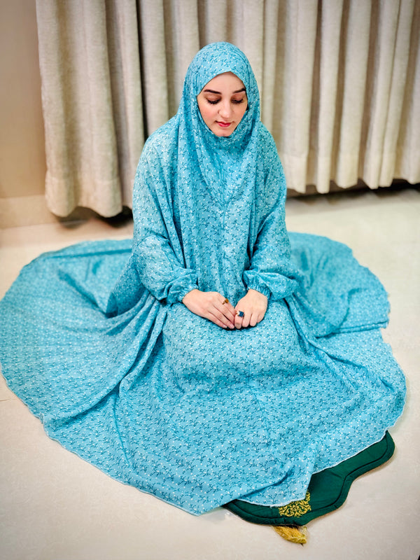 Adult Namaz Chaddar - Printed Blue
