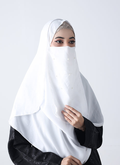 Double Loop Hijab With Pearl Niqab