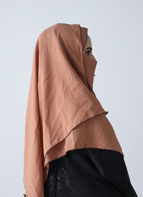 Double Loop Hijab With Pearl Niqab - Skin