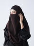 Double Loop Hijab With Attached Niqab -- Plain Dark Brown