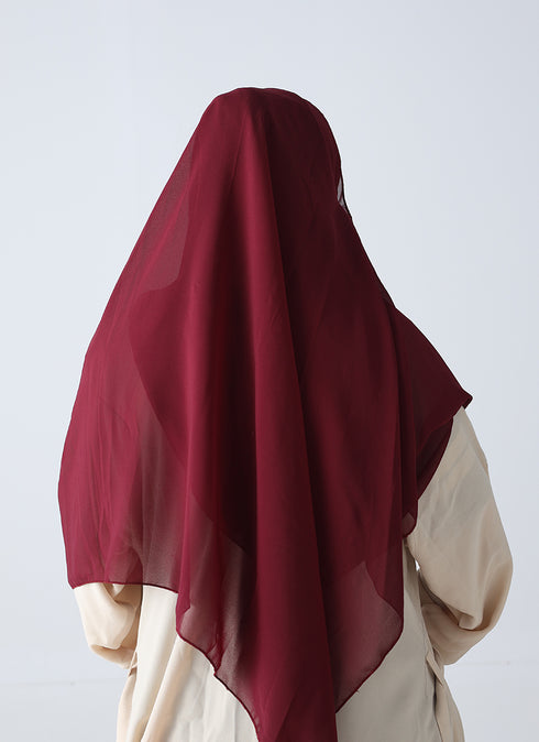 Double Loop Hijab With Attached Niqab -- Plain Maroon