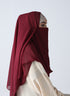 Double Loop Hijab With Attached Niqab -- Plain Maroon