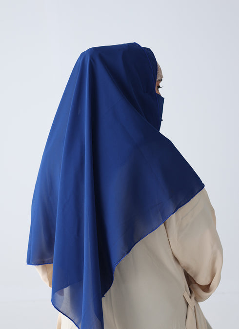 Double Loop Hijab With Pearl Niqab - Royal Blue