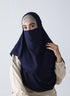 Double Loop Hijab With Pearl Niqab - Navy Blue