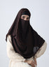 Double Loop Hijab With Pearl Niqab - Dark Brown