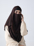 Double Loop Hijab With Pearl Niqab - Dark Brown