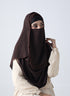 Double Loop Hijab With Pearl Niqab - Dark Brown