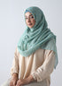 Lawn Hijabs With Golden Dotted Embossed Design-Sea Green