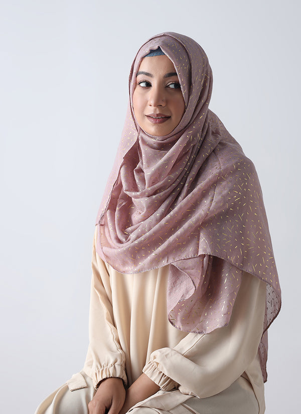 Lawn Hijabs With Golden Dotted Embossed Design-Falsa