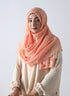 Lawn Hijabs With Golden Dotted Embossed Design-Orange