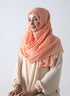 Lawn Hijabs With Golden Dotted Embossed Design-Orange